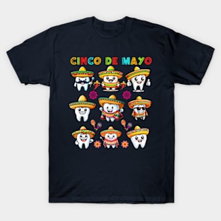 Cinco De Mayo Dental Tooth Sombrero Mexican Fiesta Hygienist T-Shirt